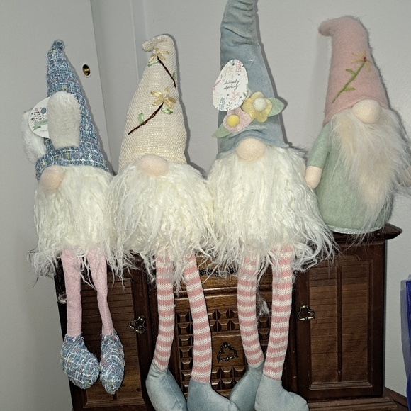 Whimsical Spring Gnome  Set - Blue, Cream, Pink, Green - Picture 1 of 1